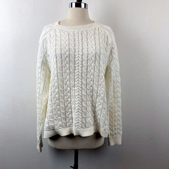Caffe Marrakesh Sweater Over-Sized White Cotton Cable Knit Slouchy Pullover XL - Picture 1 of 7